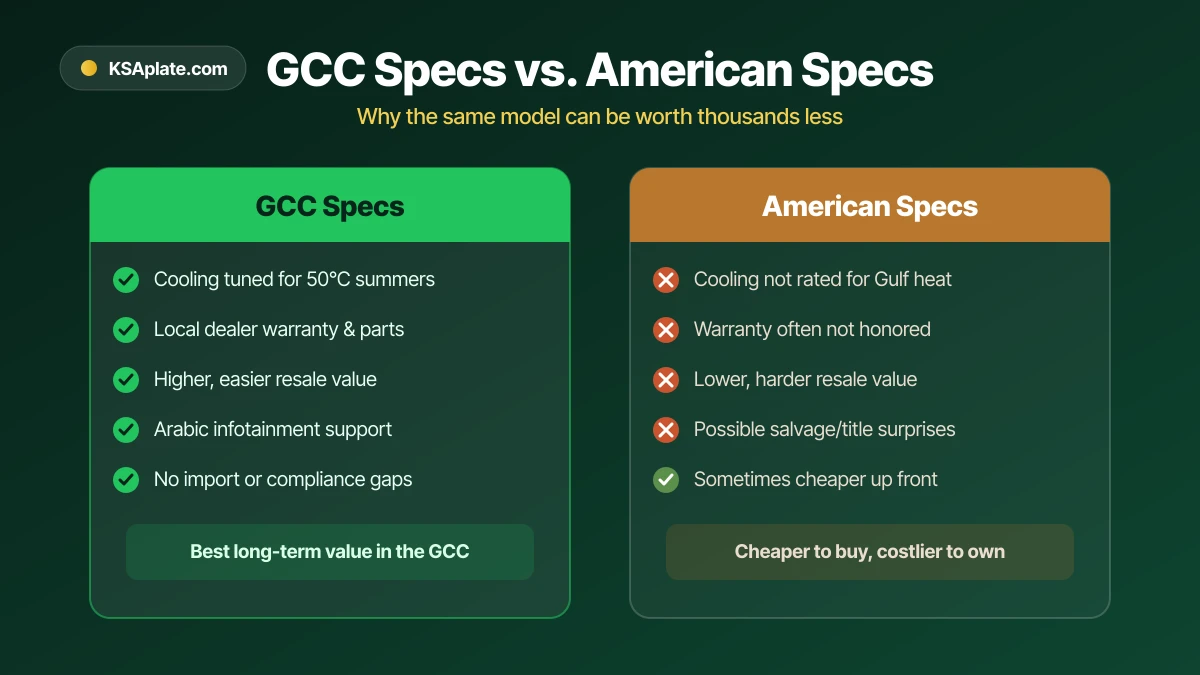 Comparison of GCC specs versus American specs used cars in Saudi Arabia