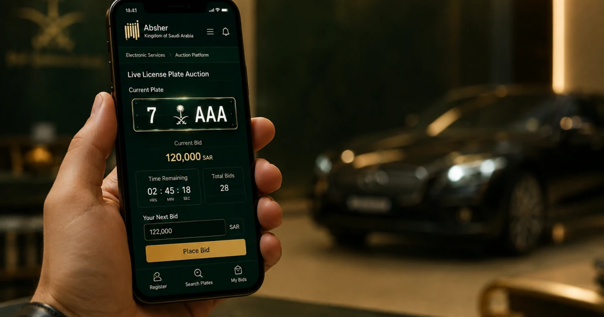 Saudi government plate auction versus the private marketplace — comparing seller, price discovery, fees, selection and speed on KSAplate